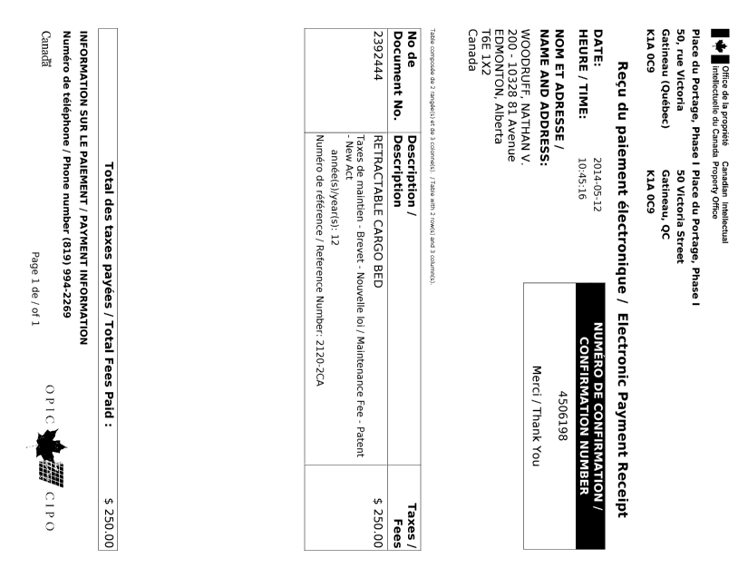 Document de brevet canadien 2392444. Taxes 20140512. Image 1 de 1