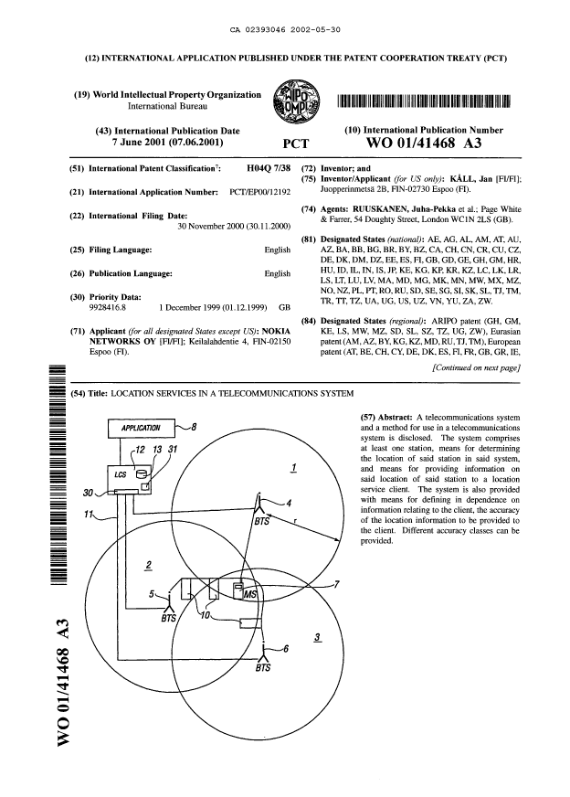 Canadian Patent Document 2393046. Abstract 20020530. Image 1 of 2