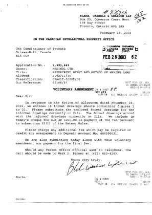 Canadian Patent Document 2393663. Correspondence 20030228. Image 1 of 1