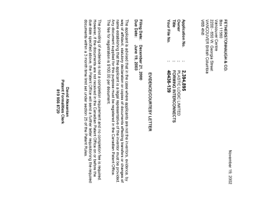 Canadian Patent Document 2394895. Correspondence 20011214. Image 1 of 1