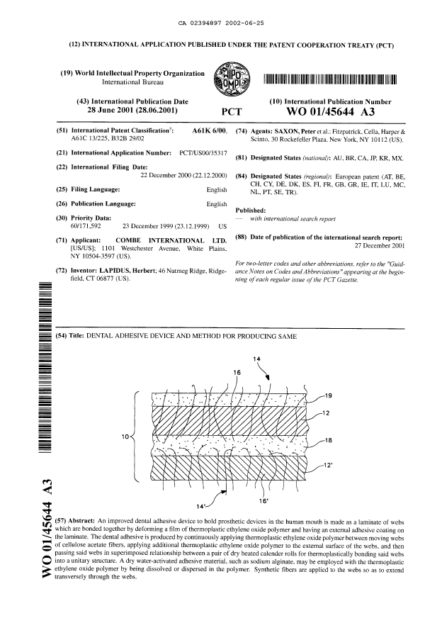 Document de brevet canadien 2394897. Abrégé 20020625. Image 1 de 1
