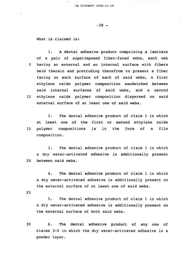 Document de brevet canadien 2394897. Revendications 20081216. Image 1 de 4