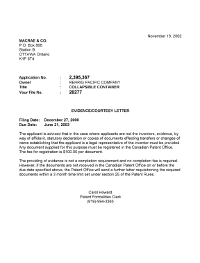 Canadian Patent Document 2395367. Correspondence 20021115. Image 1 of 1