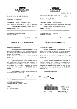 Canadian Patent Document 2396535. Fees 20081218. Image 1 of 1