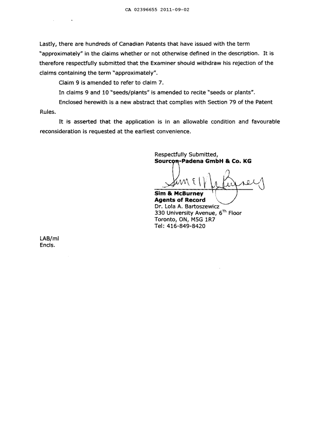 Canadian Patent Document 2396655. Prosecution-Amendment 20110902. Image 2 of 5