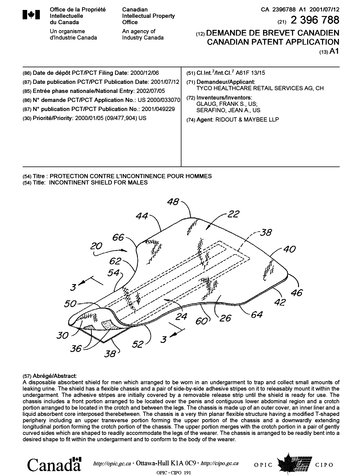 Document de brevet canadien 2396788. Page couverture 20011202. Image 1 de 1