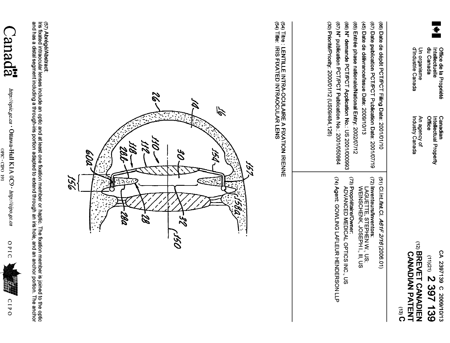 Canadian Patent Document 2397139. Cover Page 20090916. Image 1 of 2