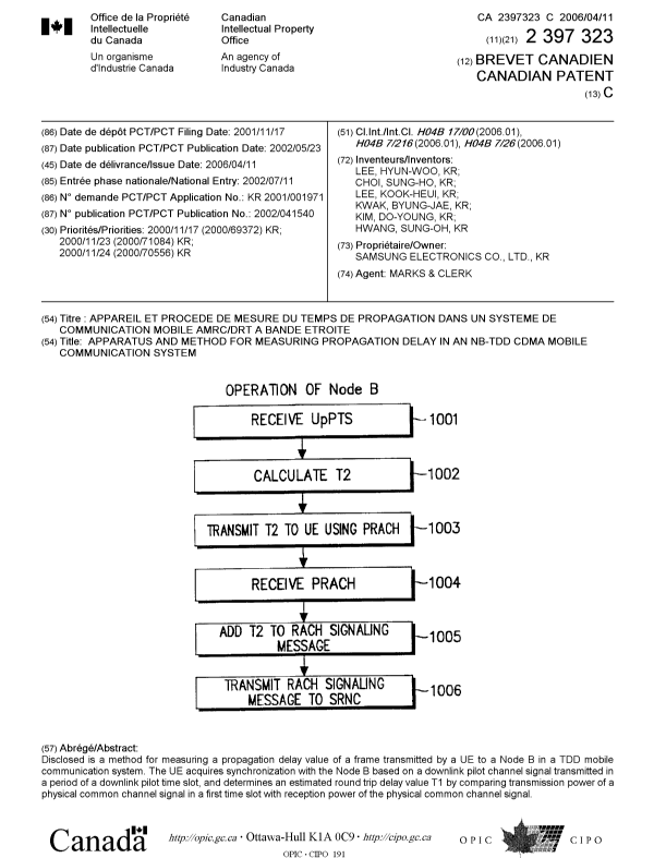 Document de brevet canadien 2397323. Page couverture 20060317. Image 1 de 1