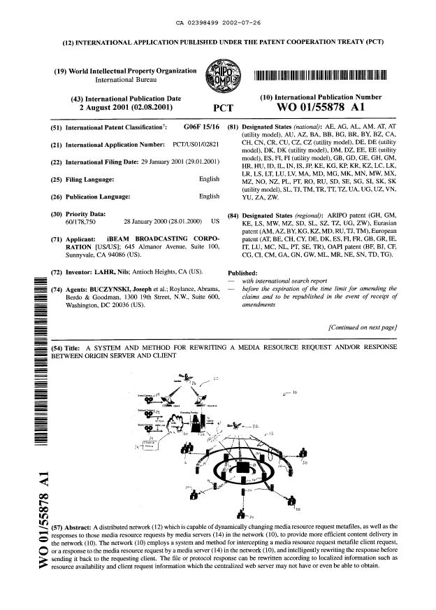 Document de brevet canadien 2398499. Abrégé 20020726. Image 1 de 1