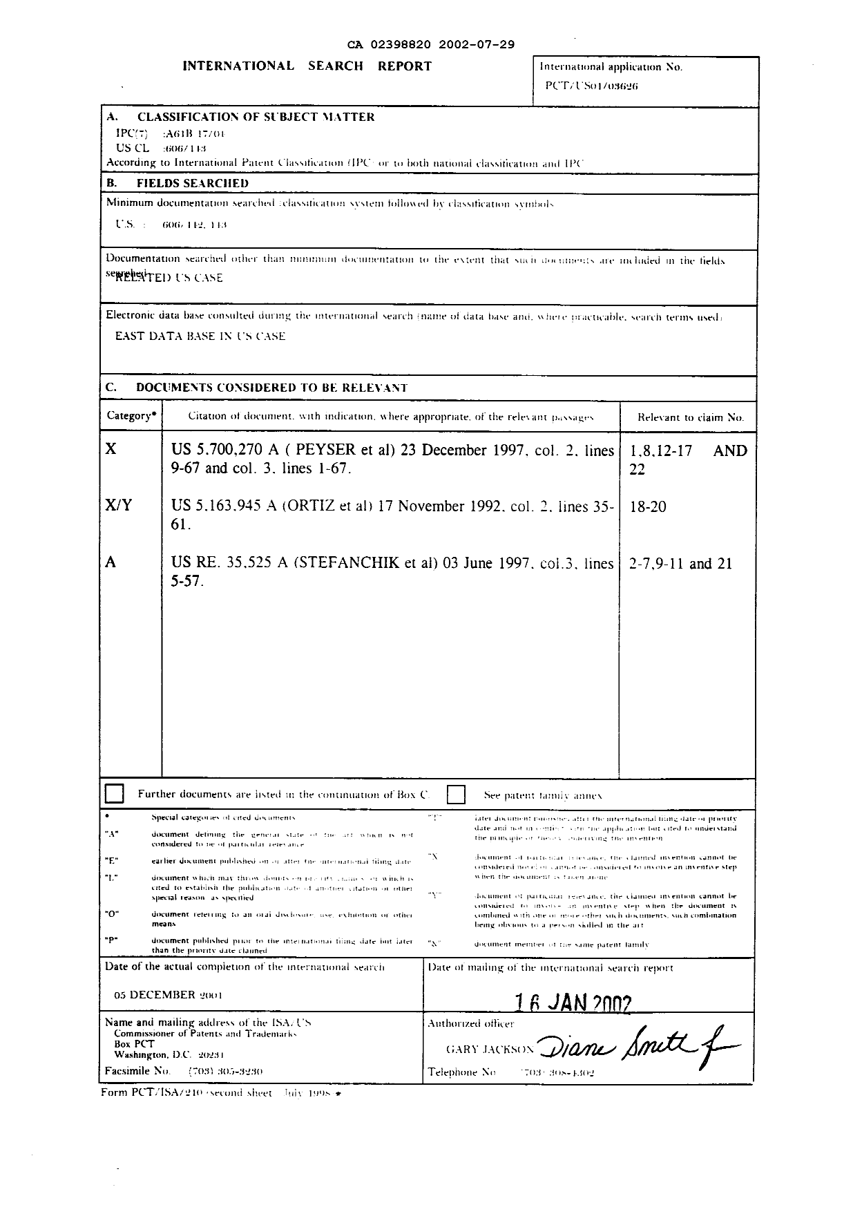 Document de brevet canadien 2398820. PCT 20011229. Image 1 de 1