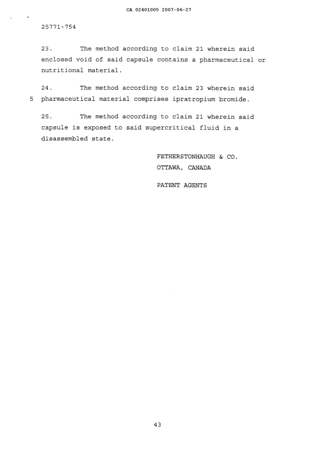 Canadian Patent Document 2401005. Prosecution-Amendment 20070627. Image 19 of 19