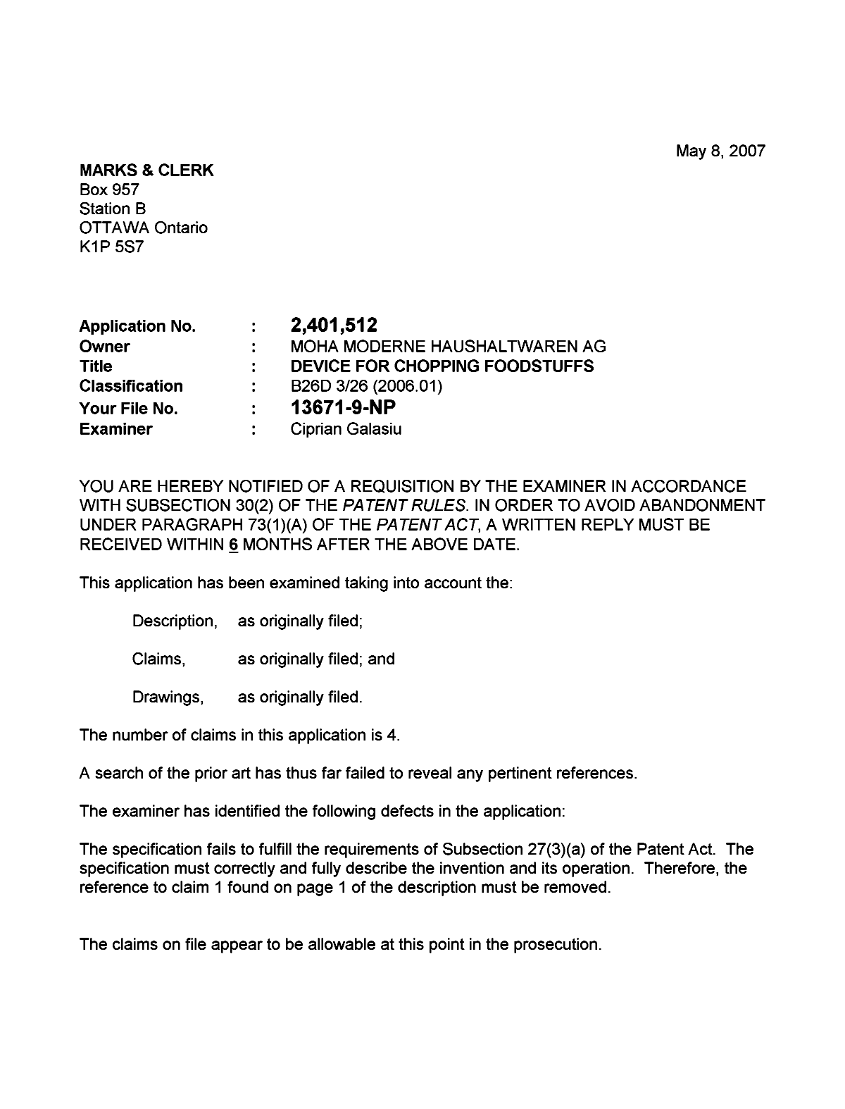 Document de brevet canadien 2401512. Poursuite-Amendment 20061208. Image 1 de 2