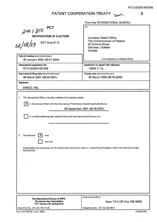 Document de brevet canadien 2401810. PCT 20020829. Image 1 de 1