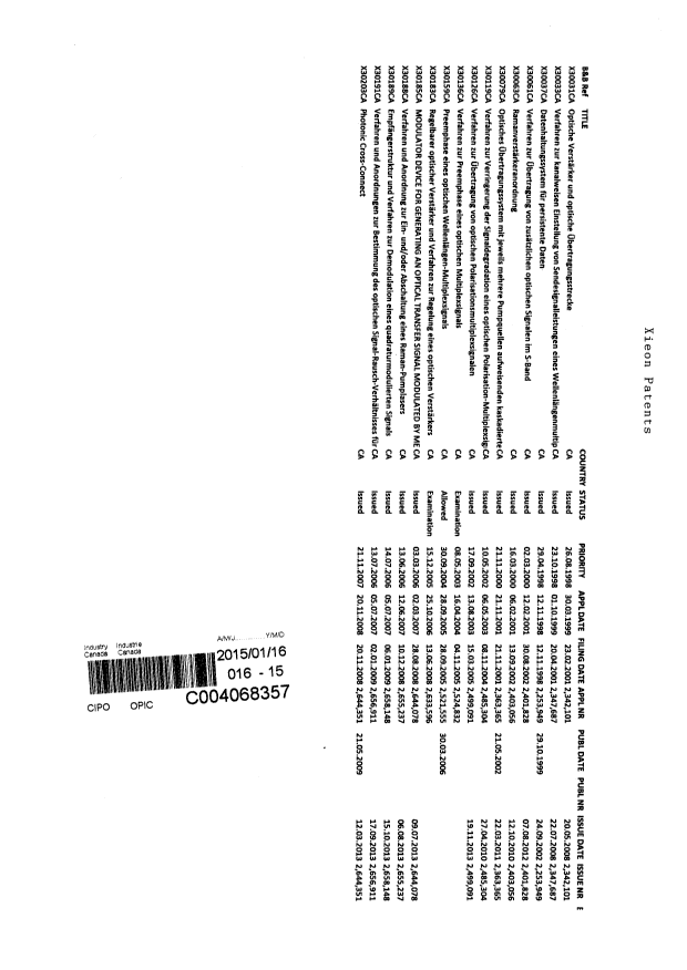 Canadian Patent Document 2402242. Assignment 20150116. Image 2 of 49