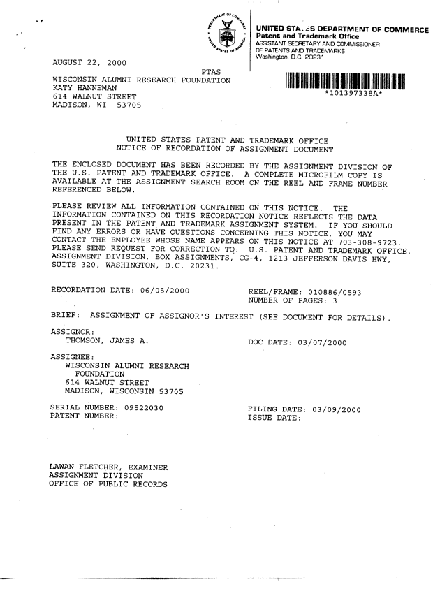 Canadian Patent Document 2402299. Assignment 20021119. Image 2 of 5