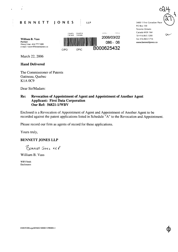 Canadian Patent Document 2403176. Correspondence 20060322. Image 1 of 4