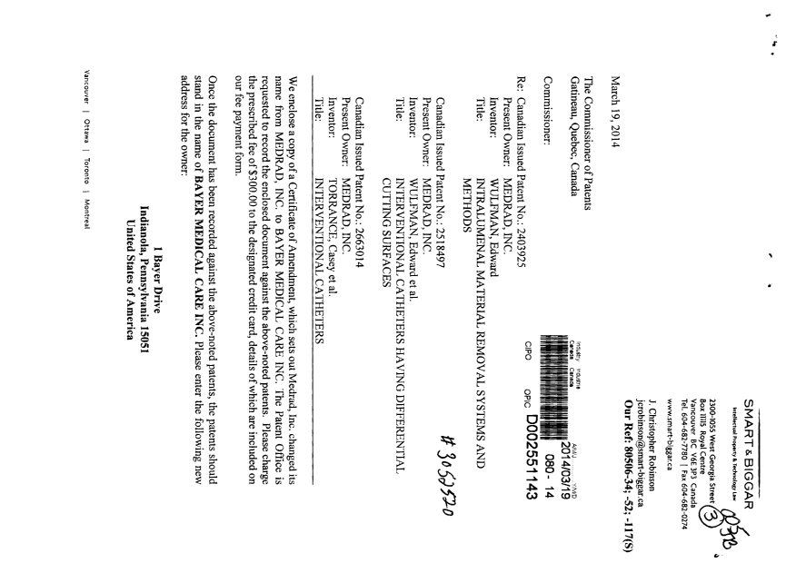 Canadian Patent Document 2403925. Assignment 20140319. Image 1 of 4