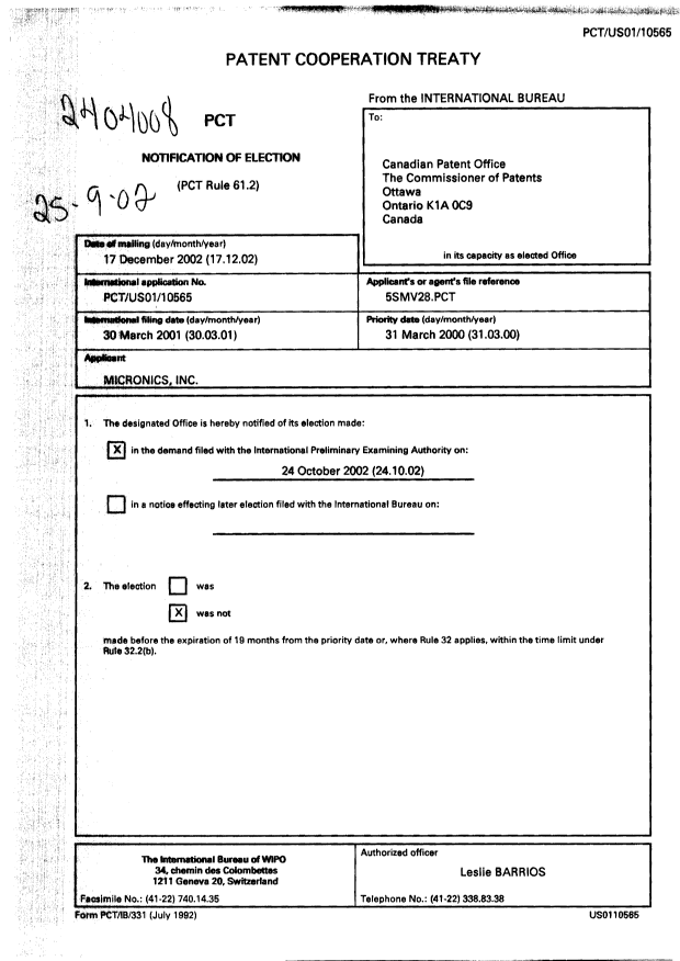 Document de brevet canadien 2404008. PCT 20020925. Image 1 de 1