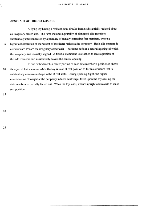 Document de brevet canadien 2404877. Abrégé 20020925. Image 1 de 1