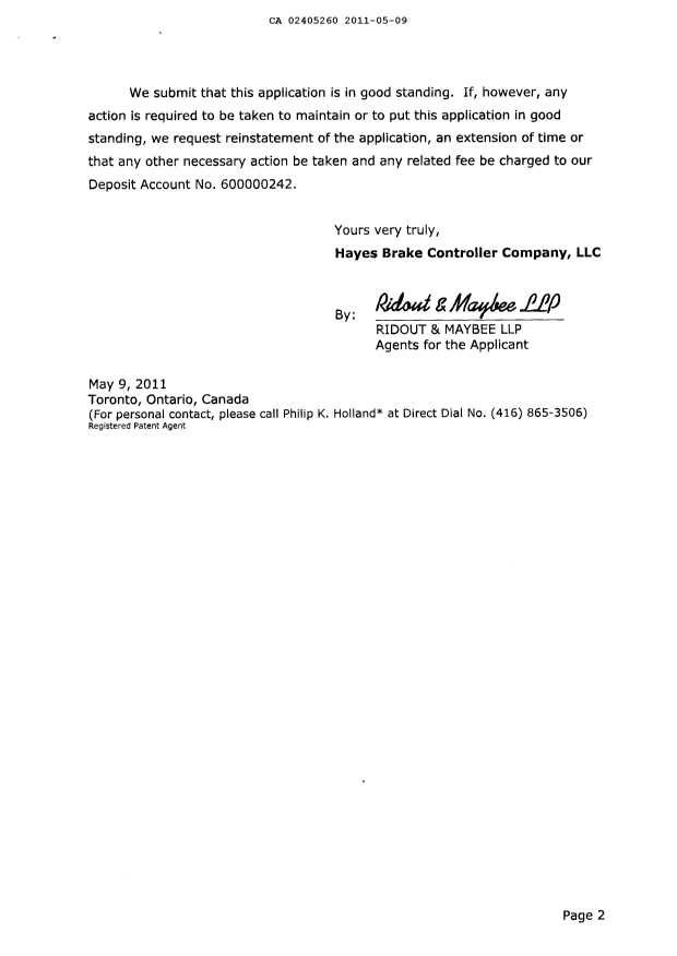 Canadian Patent Document 2405260. Prosecution-Amendment 20110509. Image 2 of 2