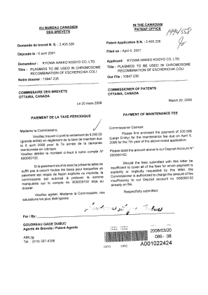 Canadian Patent Document 2405326. Fees 20080320. Image 1 of 1