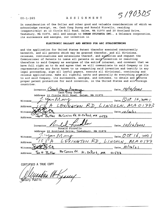 Document de brevet canadien 2405398. Cession 20020926. Image 7 de 7