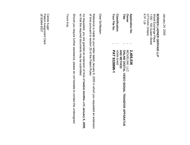 Canadian Patent Document 2405536. Correspondence 20041224. Image 1 of 1