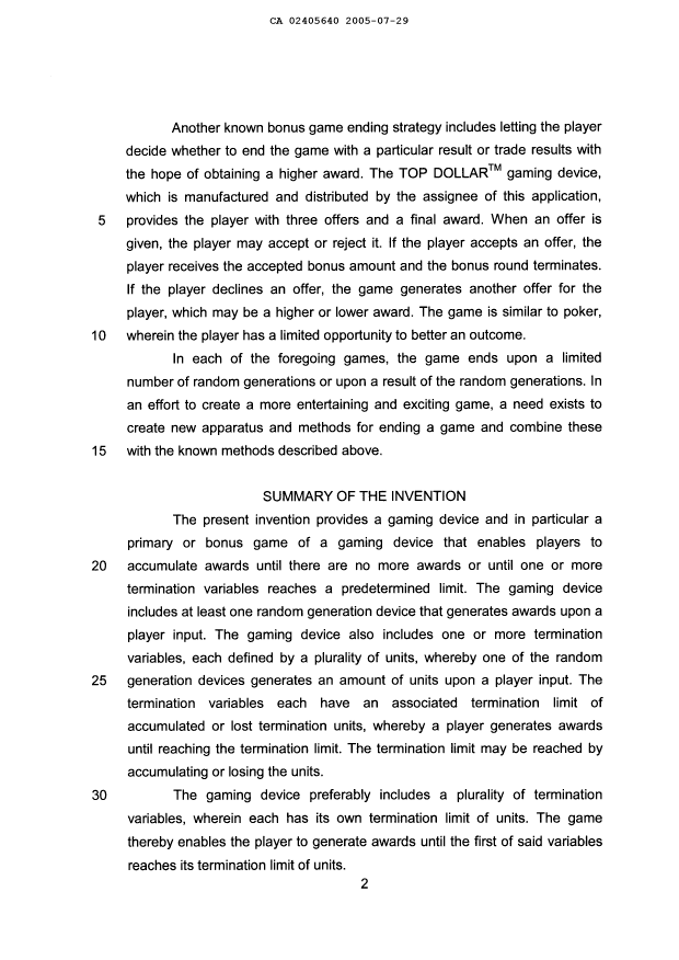 Canadian Patent Document 2405640. Description 20050729. Image 2 of 49