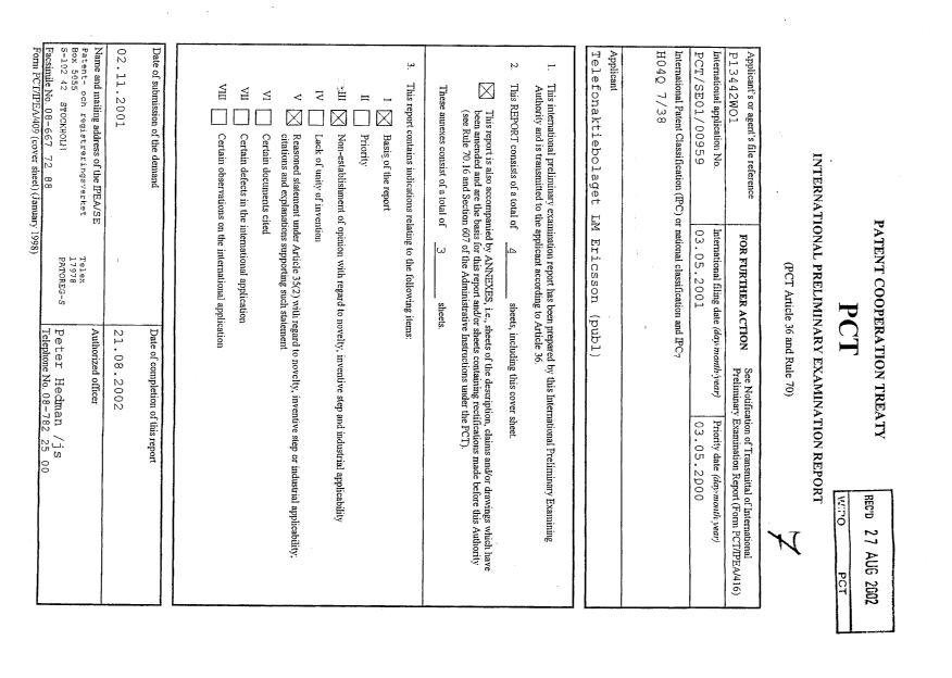 Document de brevet canadien 2405854. PCT 20021012. Image 1 de 4