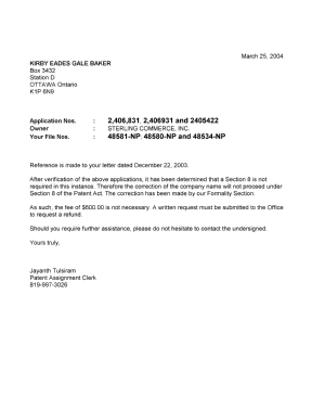 Canadian Patent Document 2406831. Correspondence 20040325. Image 1 of 1