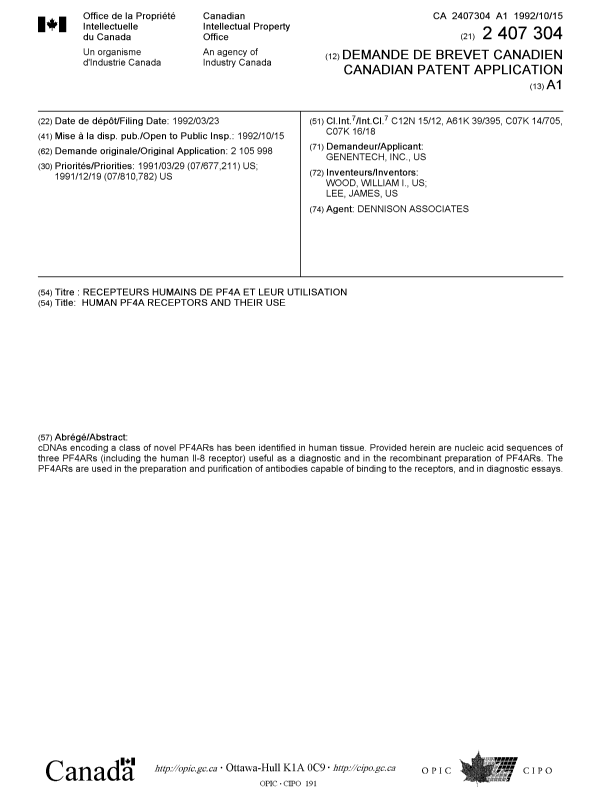 Document de brevet canadien 2407304. Page couverture 20030117. Image 1 de 1