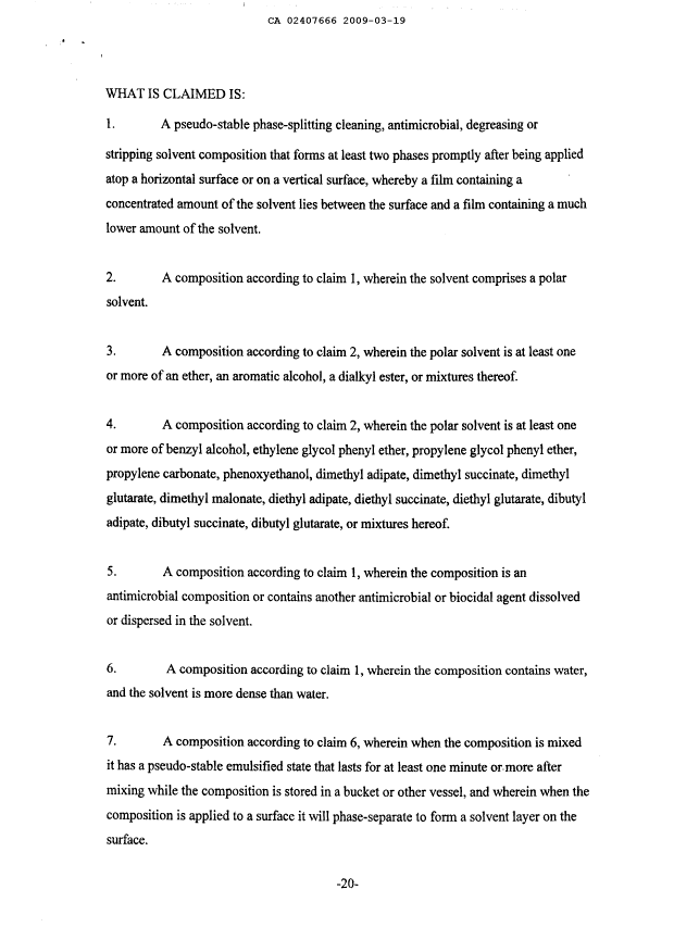 Document de brevet canadien 2407666. Revendications 20090319. Image 1 de 3