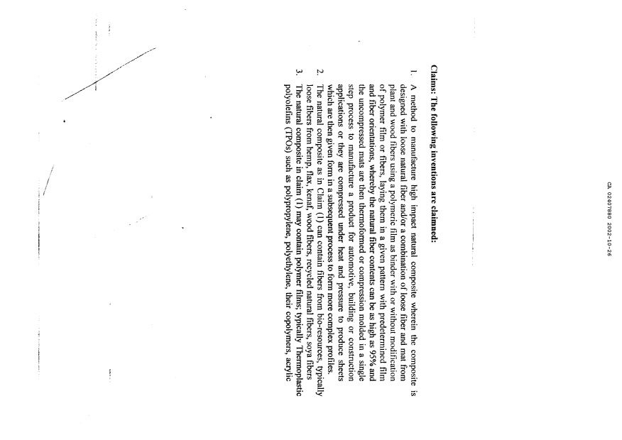 Document de brevet canadien 2407880. Revendications 20011226. Image 1 de 3