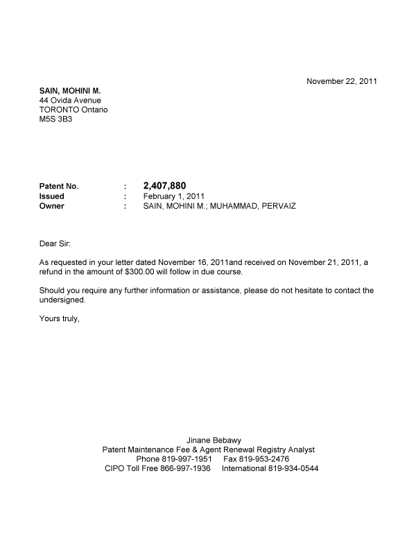 Canadian Patent Document 2407880. Correspondence 20101222. Image 1 of 1