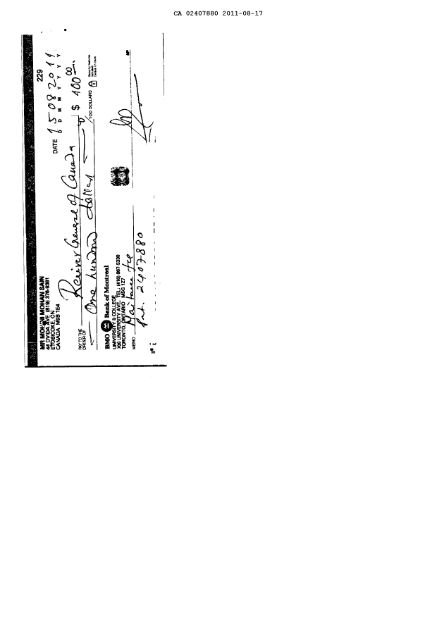 Canadian Patent Document 2407880. Fees 20110817. Image 2 of 2