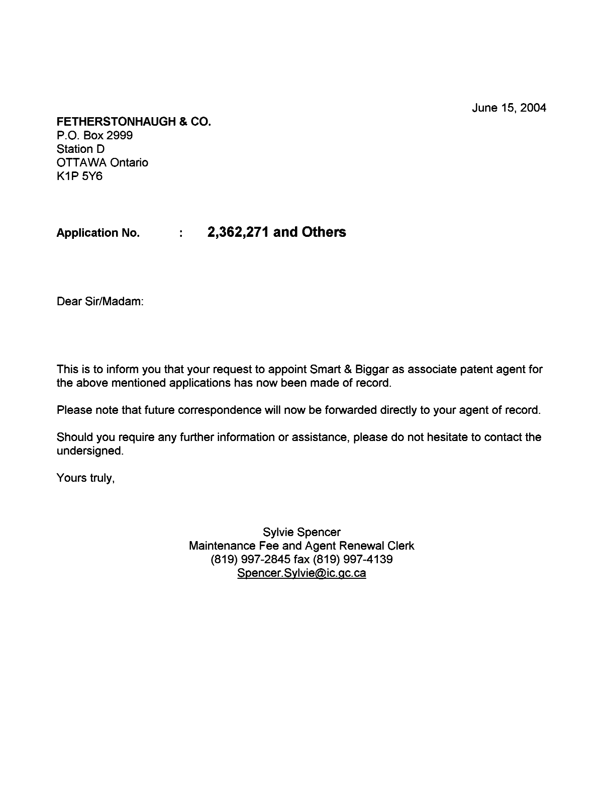 Canadian Patent Document 2409059. Correspondence 20031215. Image 1 of 1