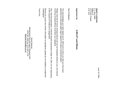 Document de brevet canadien 2409059. Correspondance 20031216. Image 1 de 1