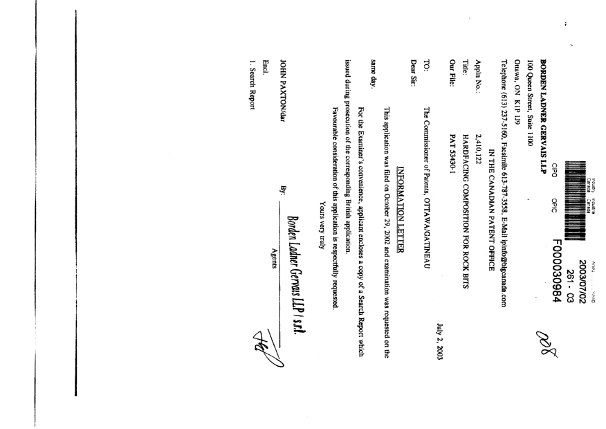 Canadian Patent Document 2410122. Prosecution-Amendment 20030702. Image 1 of 1