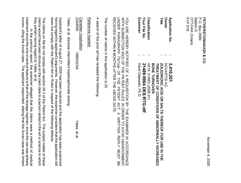 Canadian Patent Document 2410201. Prosecution-Amendment 20081204. Image 1 of 2