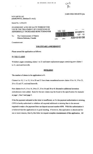 Document de brevet canadien 2410201. Poursuite-Amendment 20091214. Image 1 de 9