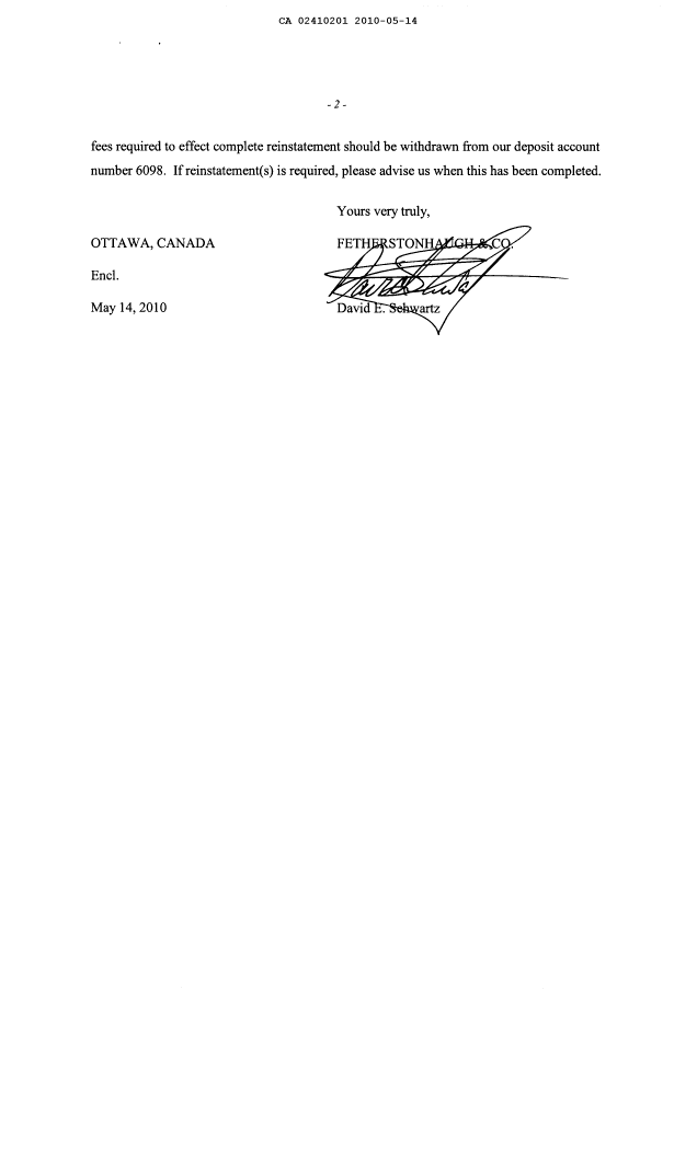 Document de brevet canadien 2410201. Poursuite-Amendment 20091214. Image 2 de 9