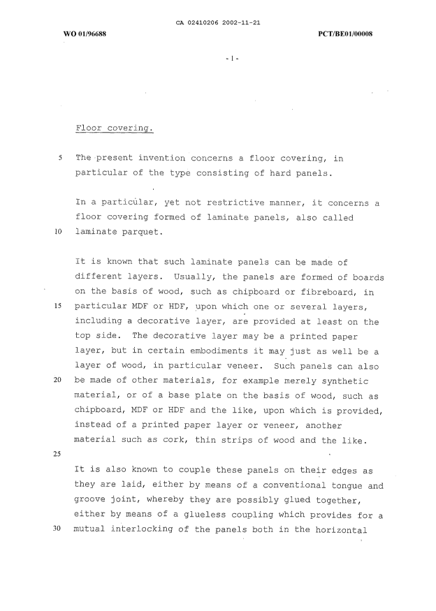 Canadian Patent Document 2410206. Description 20070921. Image 1 of 21