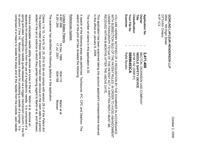 Canadian Patent Document 2411408. Prosecution-Amendment 20081202. Image 1 of 2