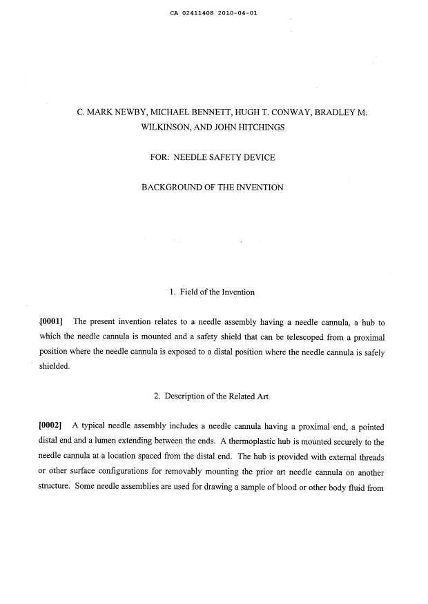 Canadian Patent Document 2411408. Description 20091201. Image 1 of 19