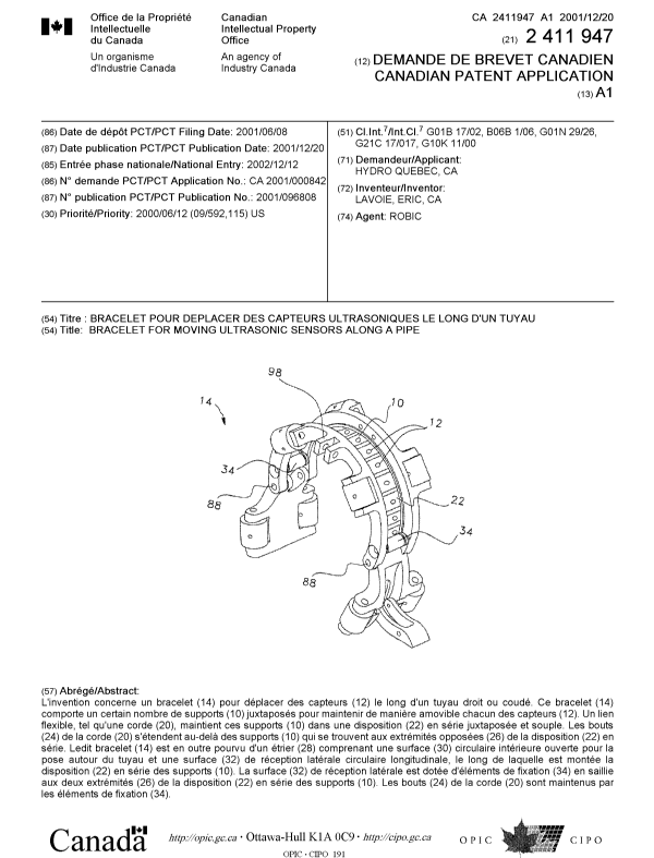 Document de brevet canadien 2411947. Page couverture 20021225. Image 1 de 1