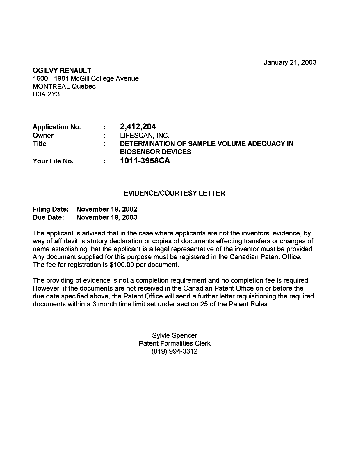 Canadian Patent Document 2412204. Correspondence 20030114. Image 1 of 1