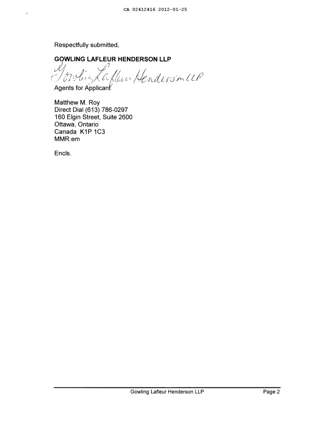 Canadian Patent Document 2412416. Correspondence 20120125. Image 2 of 2