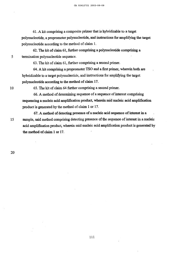 Document de brevet canadien 2412721. Revendications 20030609. Image 12 de 12