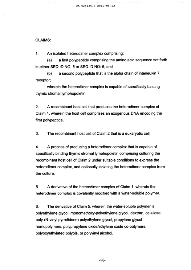 Document de brevet canadien 2413673. Revendications 20100513. Image 1 de 3