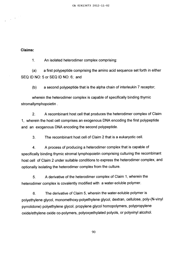 Document de brevet canadien 2413673. Revendications 20121102. Image 1 de 2